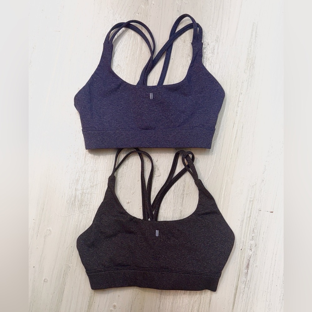 NOBULL Double-Strap Low Impact Unpadded Sports Bras Heather Charcoal&Blue Sz XS